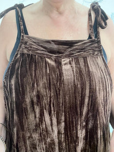 Brown velour wide leg dungarees