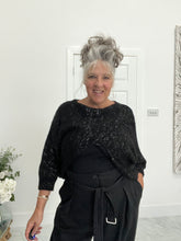 Load image into Gallery viewer, Black with silver thread cross over knit
