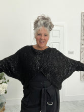 Load image into Gallery viewer, Black with silver thread cross over knit
