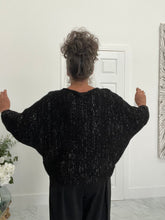 Load image into Gallery viewer, Black with silver thread cross over knit
