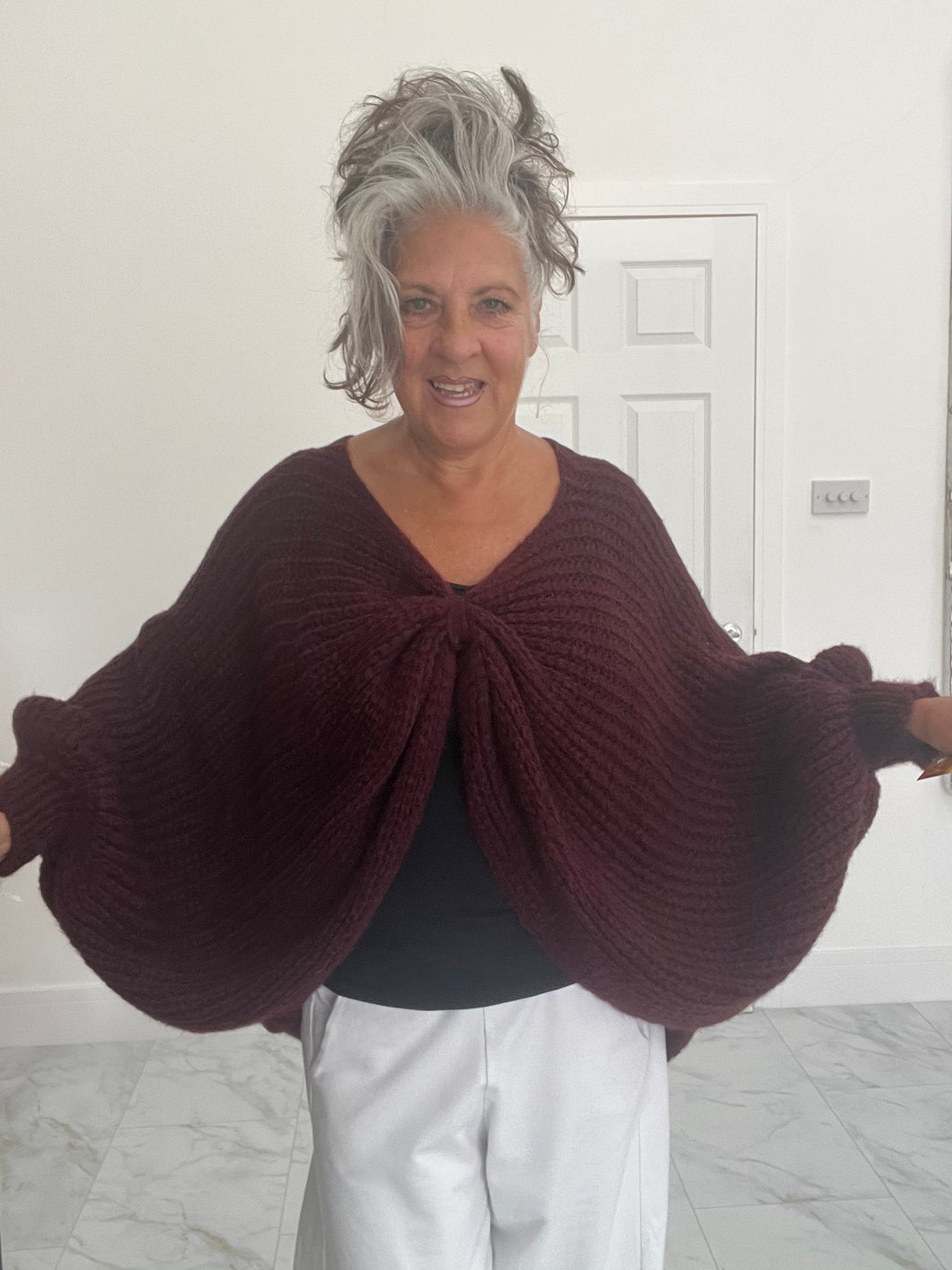 Twist front cable knit