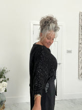 Load image into Gallery viewer, Black with silver thread cross over knit
