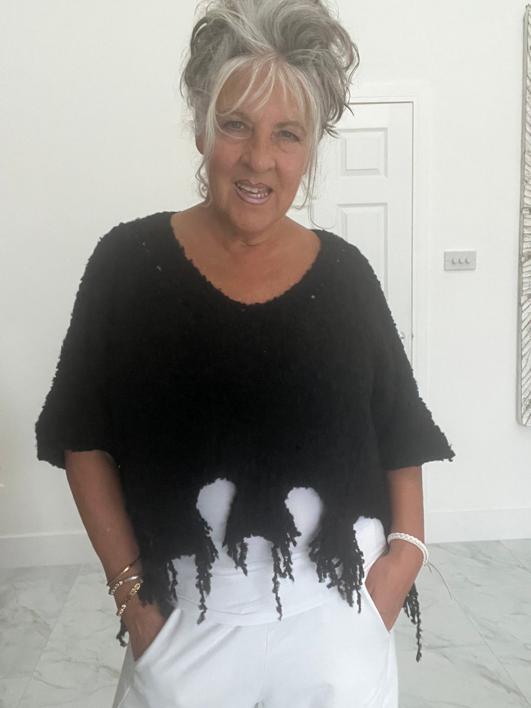 Cover up shredded boucle supersoft knit