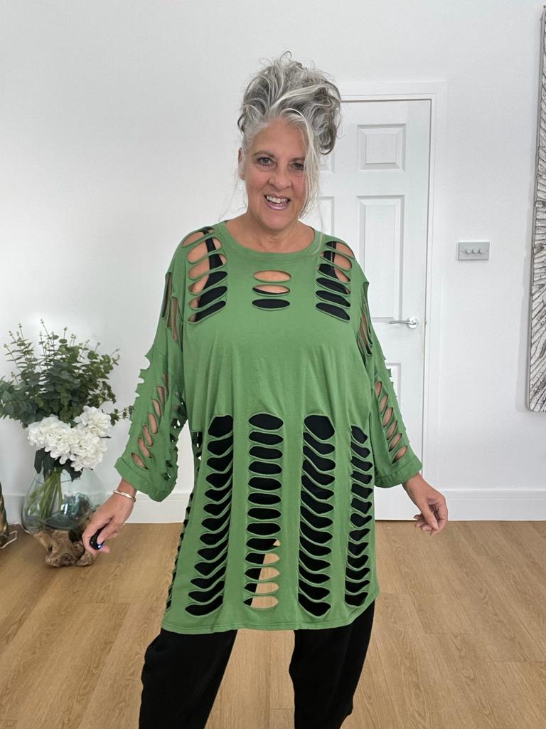 Green holey dress / top