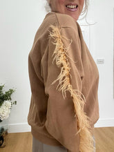 Load image into Gallery viewer, Fab sweatshirt with long feather fluff arm
