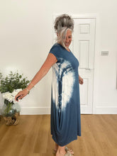 Load image into Gallery viewer, Air force blue tie dye stretchy dress
