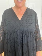 Load image into Gallery viewer, Black broderie anglaise dress/top
