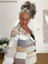 Load image into Gallery viewer, Stunning mixed jacket with knit, material &amp; ruching
