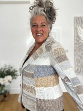 Load image into Gallery viewer, Stunning mixed jacket with knit, material &amp; ruching
