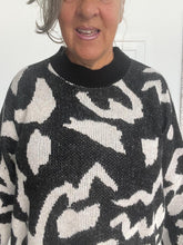 Load image into Gallery viewer, Black &amp; cream oversized supersoft knit
